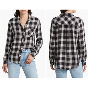 RAILS Hunter button up black blue plaid long sleeve flannel shirt size medium